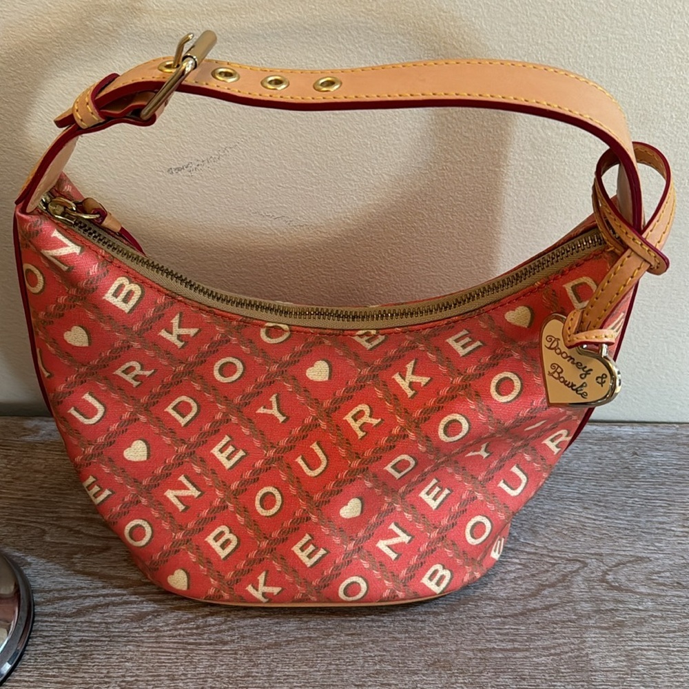 Dooney & Bourke Y2K Red Coated Leather Signature Shoulder Bag